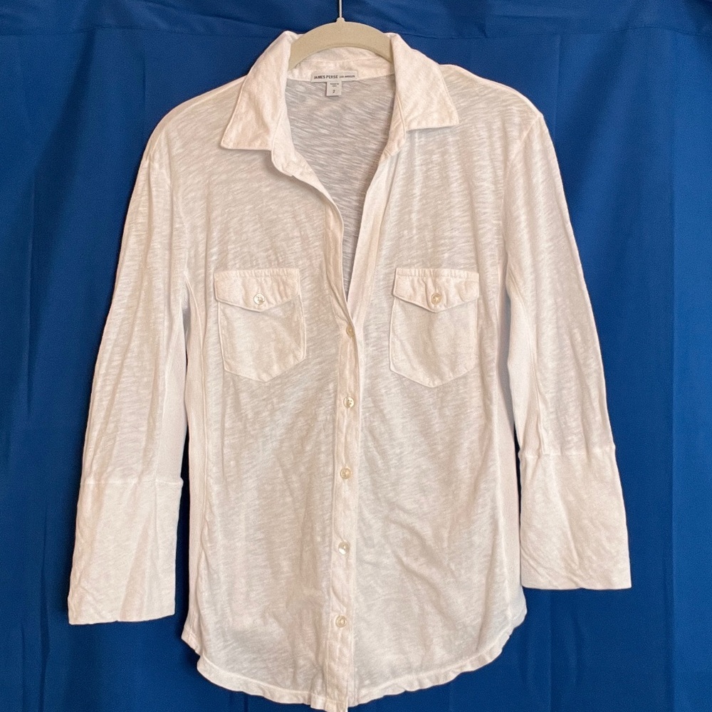 James Perse, Slub Side panel shirt, white, Sz 1/S